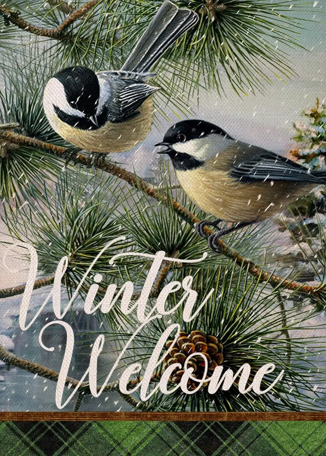 Домашний декоративный зимний флаг с изображением цыпочки и сада двор дома птицы