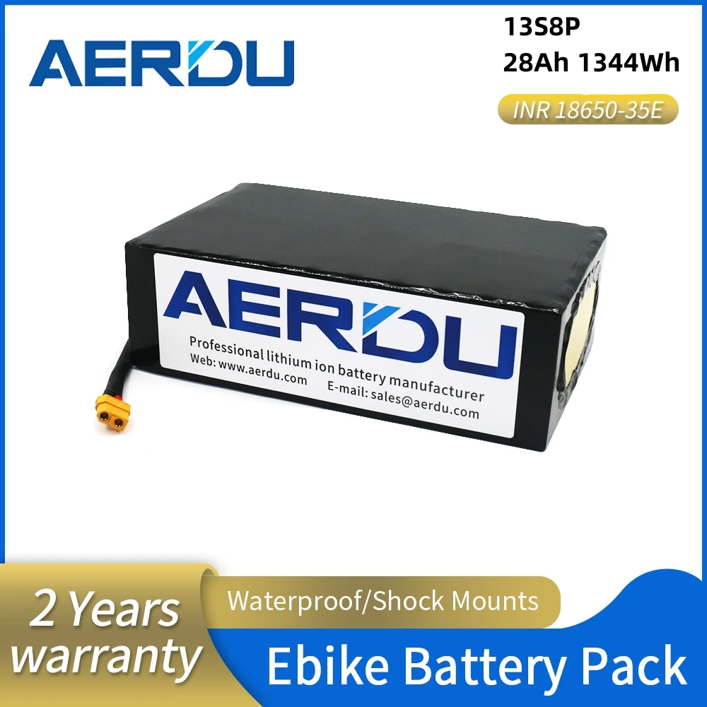 

AERDU 48V 54.6V 28Ah 1344Wh 18650 New Lithium Battery Pack for Electroc Bicyle Ebike Scoote Heelchair Golf Cart With 30A BMS 35E