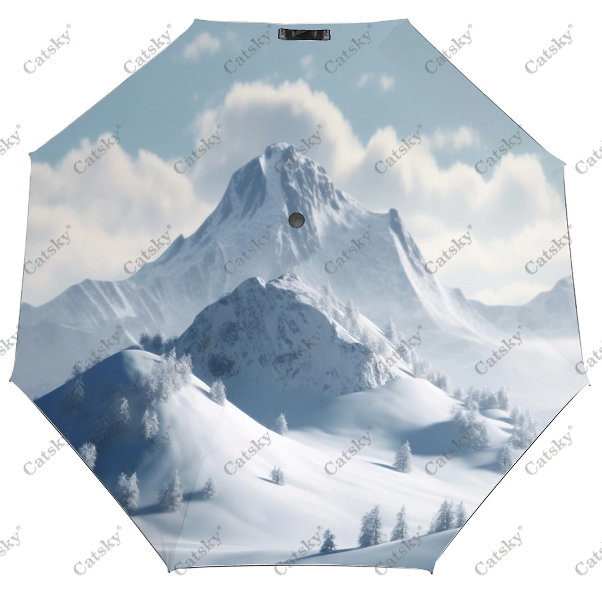 

Majestic Fantasy Snow Mountains Folding Umbrella Automatic Open & Close Travel Umbrella Compact Lightweight Windproof Umbrellas