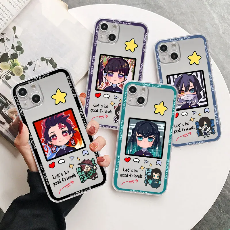 

Soft Silicone Case for iPhone 14 Pro Max 13 12 Mini 11 Pro XR XS X 8 7 6 14 Plus SE Shell Cover Funda Cartoon Cute Demon Slayer