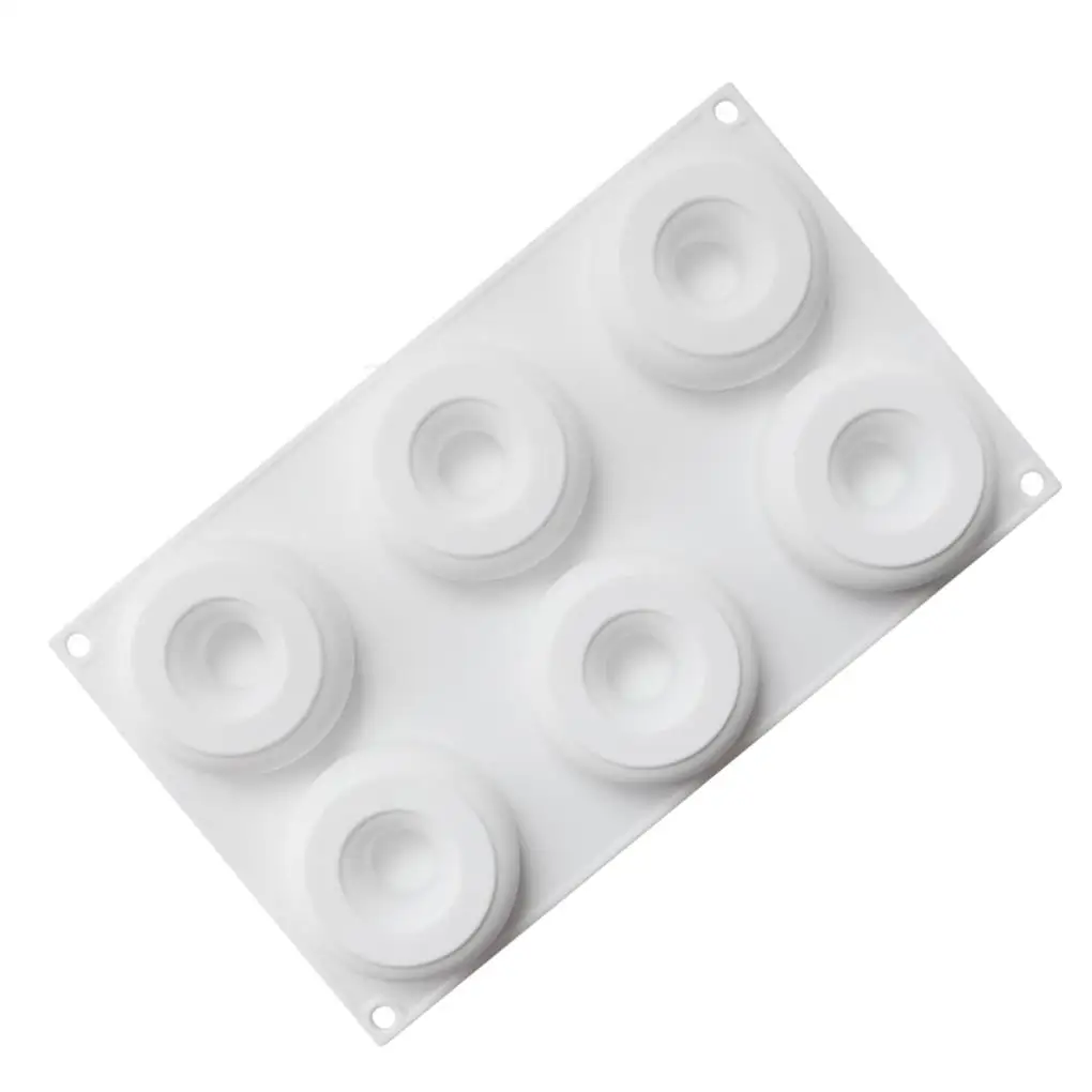 

6 Cavity Donut Mold Silicone Non-stick Baking Tray Heat-resistant Reusable Folded Donuts Maker Colorful Soft Dessert Making Tool