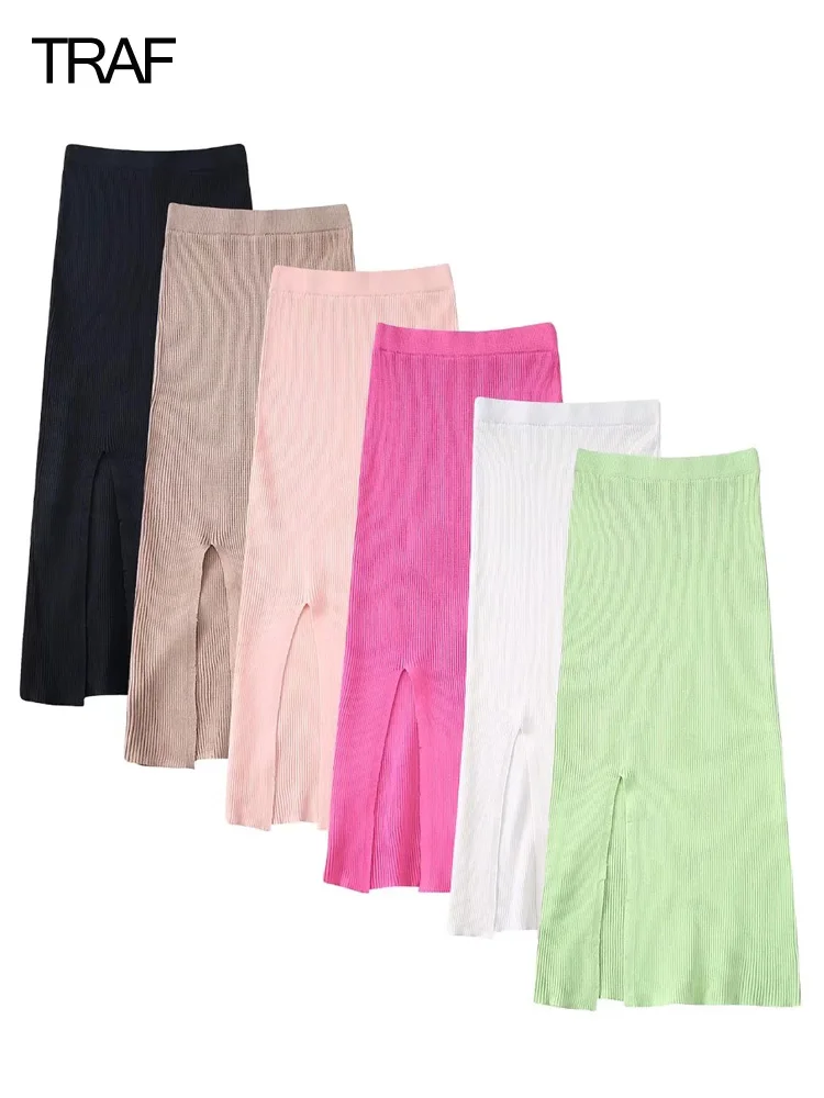 

TRAF Women's Colours Split Long Skirt High-Waisted Wrap Skirts For Women Fashion 2022 Summer Women's Chic And Elegant Skirt Suit