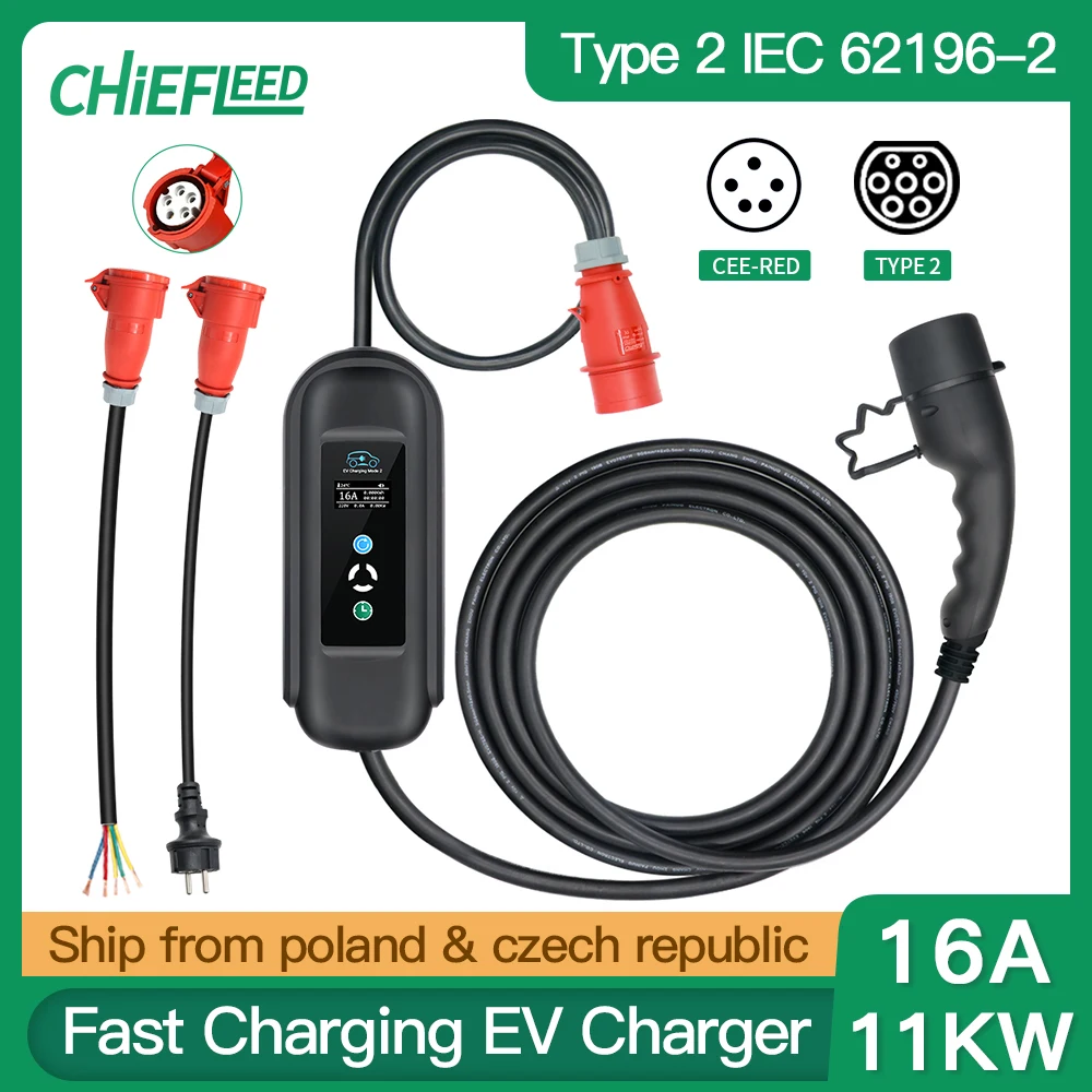 

EV Charger Type 2 3 Phase 11KW 380V Electric Car Home Charger Control Level 2 Type 2 IEC62196 8A 10A 12A 16A EVSE