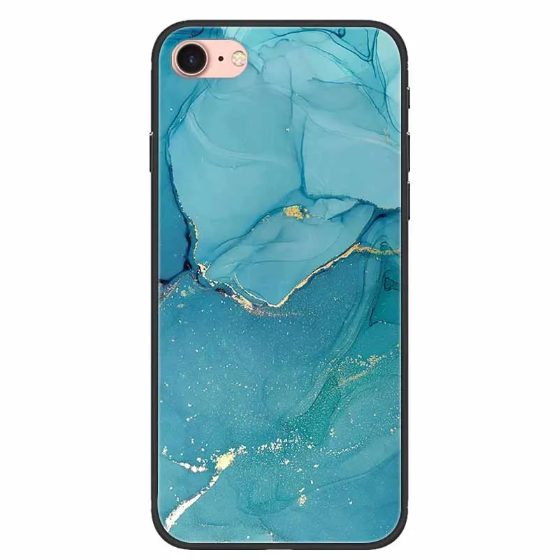 Модные мраморные чехлы для телефонов iPhone 6 6S Plus черный чехол из ТПУ силиконовые