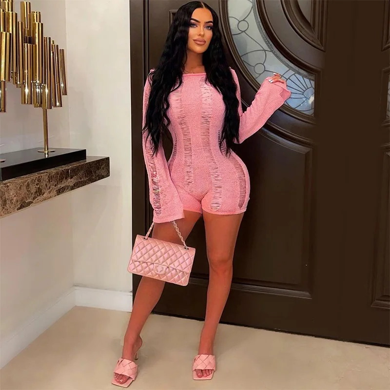 Sexy Woman Bodysuit Chic And Elegant Woman Jumpsuit Vacation Outfits For Women 2023 Knitted Rompers & Playsuits One Piece Ladies