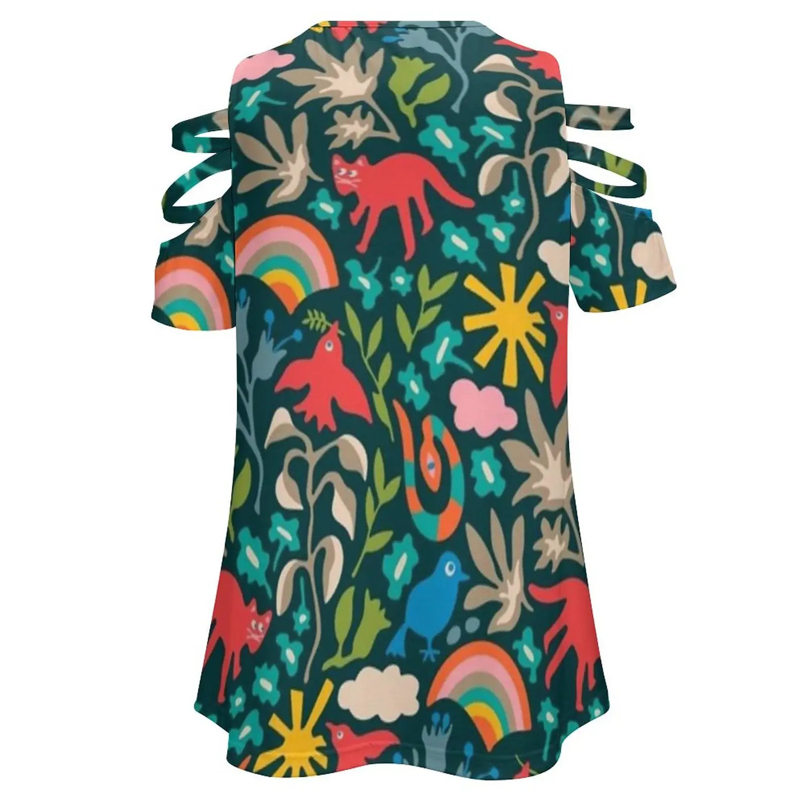 Женская футболка Land Of Plenty Nature Pattern-Unblink Studio By Jackie летняя модная с v-образным вырезом