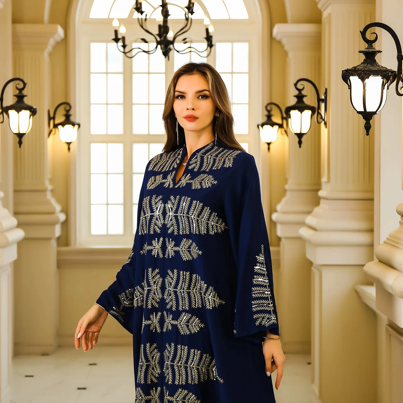 Мусульманские платья Женская одежда Дубай Турец Абая с пайетками |