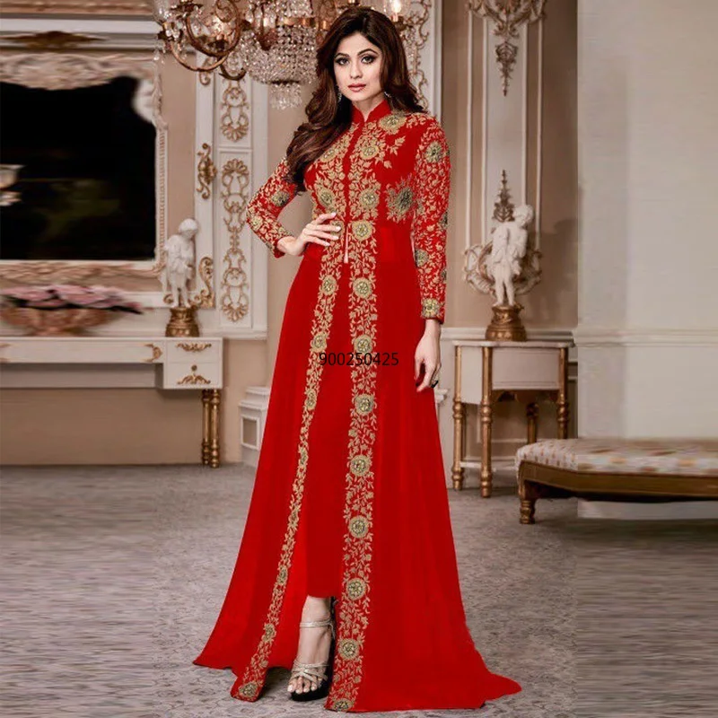 Женский костюм с длинной юбкой в стиле ретро этническим принтом - купить по