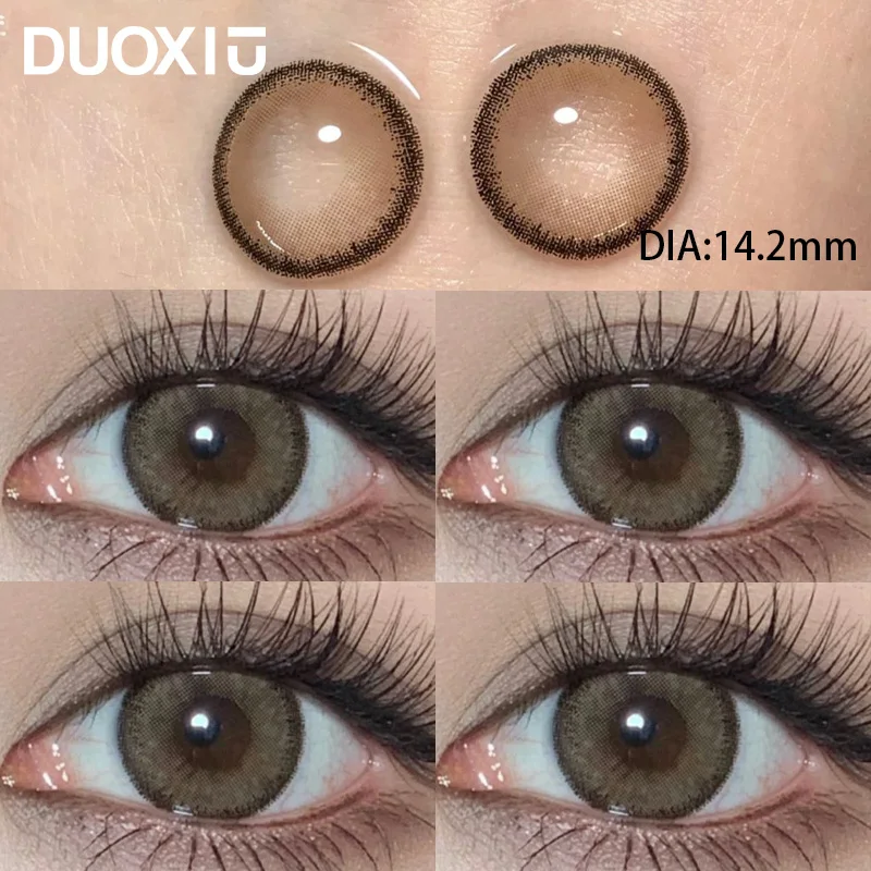 Duoxiu 2pcs Color Contact Lenses With Brown Myopia Degree-0.00~ -8.00 Blue Nature Beauty Pupil Makeup Eye Fast Shipping