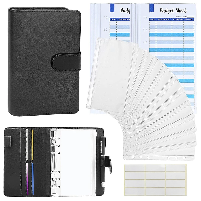 

2PACK A6 Budget Organizer Binder, A6 Cash Envelope System Binder With 24 Cash Envelopes 24 Labels For Budgeting