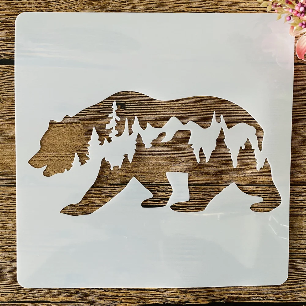 

20*20cm Bear Forrest DIY Layering Stencils Wall Painting Scrapbook Coloring Embossing Album Decorative Template