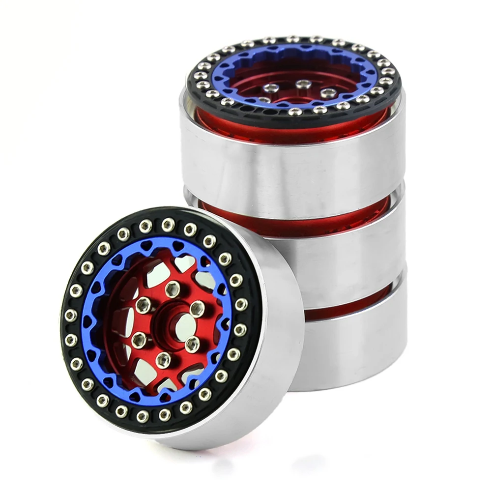 

4PCS 1.9 Metal Beadlock Wheel Hub Wheel Rim for 1/10 RC Crawler Car Axial SCX10 TRX4 D90 Redcat Gen8,1