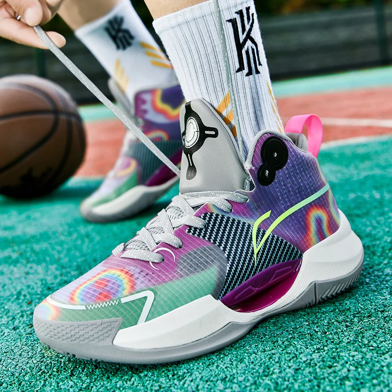 Spring Brand Purple Basketball Sneakers Men Professional Non-slip Men's Sneakers Basketball Breathable Soft Training Shoes Women