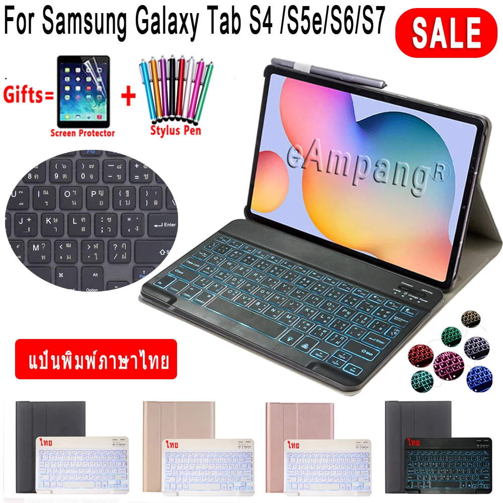 

Backlit Thai Keyboard Case For Samsung Galaxy Tab S6 Lite 10.4 S6 S4 S5E 10.5 S7 11 SM P610 T860 T865 T830 T835 T720 T725 Cover