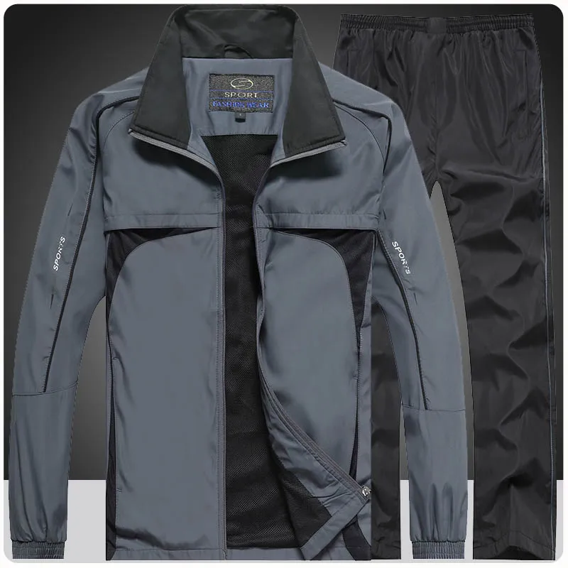 

Мужской повседневный спортивный костюм с длинным рукавом, спортивный костюм на молнии для спортзала, бега, тренировок, спортивные костюмы из двух предметов