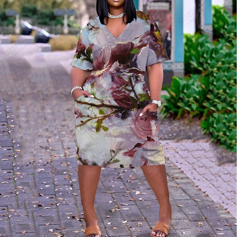 

Shipping New Arrivals Features Funny Patterns Dress Latest Woman Top Boho Dress Style Woman Suits Summer Clothing African