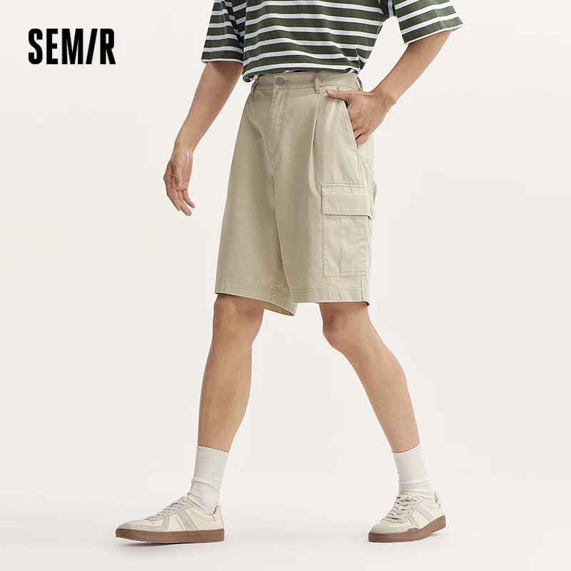 Фото Semir повседневные шорты средней длины, мужская рабочая одежда, свободные прямые шорты, новинка 2023 года, летние новые хлопковые модные универсальные шорты 5 дюймов №3