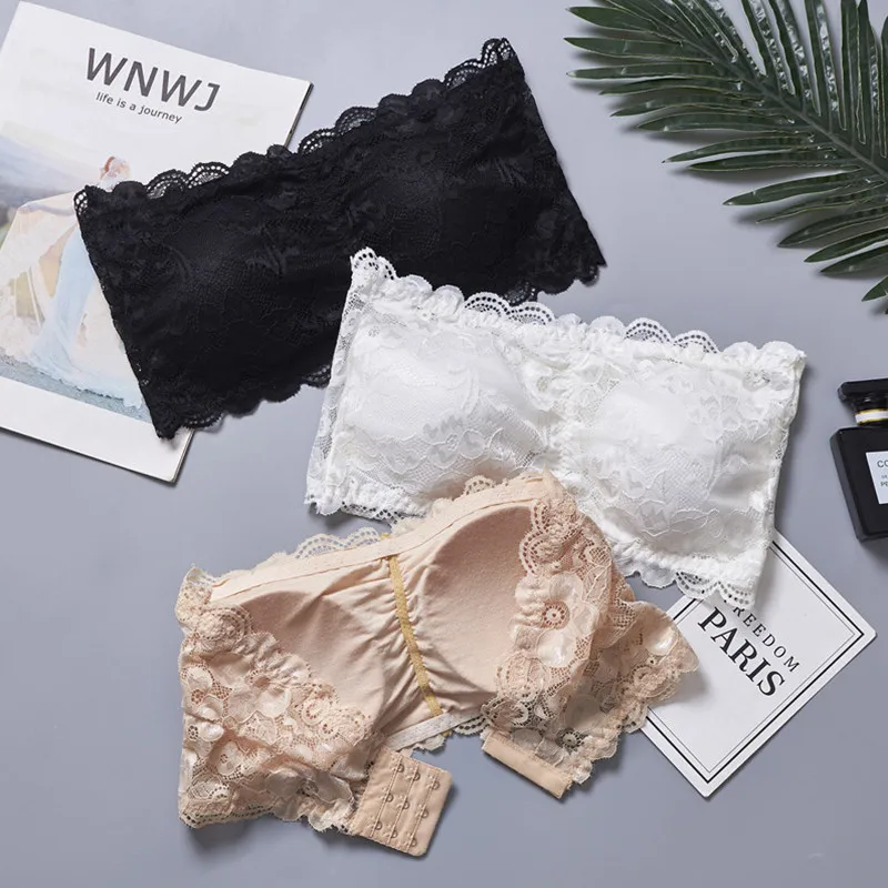 New Tube Top Lingerie Lace 2022 Sexy Women Floral Bralet Bra Bustier Back Closure Bandeau Crop Top Bra Bralette Strapless Top