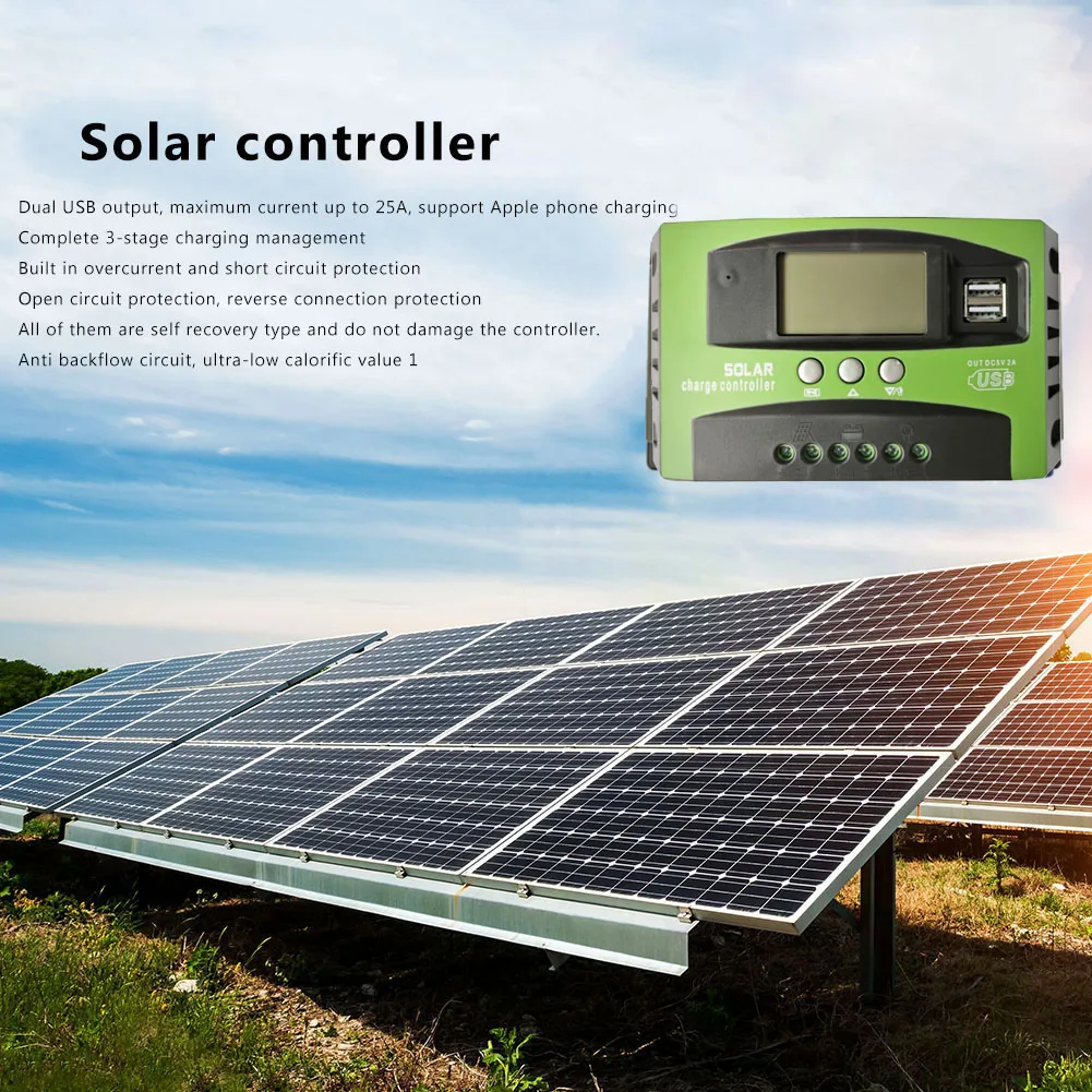 

Контроллер заряда солнечной панели, 30 А/40 А/50 А/60 А/100 А, ШИМ зарядное устройство для солнечной панели, 12 В/24 В, контроллер заряда солнечной батареи, ЖК-дисплей