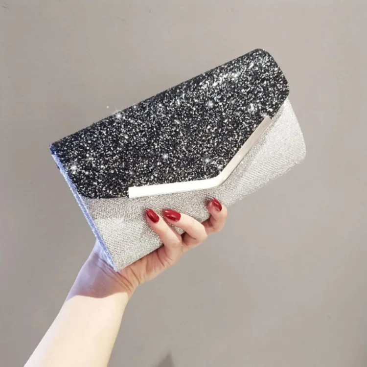 

2022 Paillette Flap Cover Envelope Bag for Women Business Clutches Frosted Faux Leather Handbag Party Show Shining Evening Bags