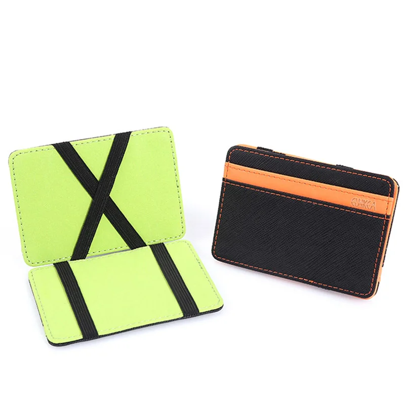 

Ultra Thin PU Leather Women Men Magic Wallets Mini Coin Purses Short Business Credit Card Holder Cross Pattern Flap Wallet