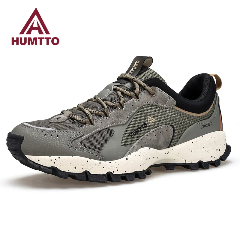 HUMTTO Mens Hiking Shoes Breathable Sports Leather Jogging Shoes for Men Luxury Designer Outdoor Climbing Trekking Sneakers Man