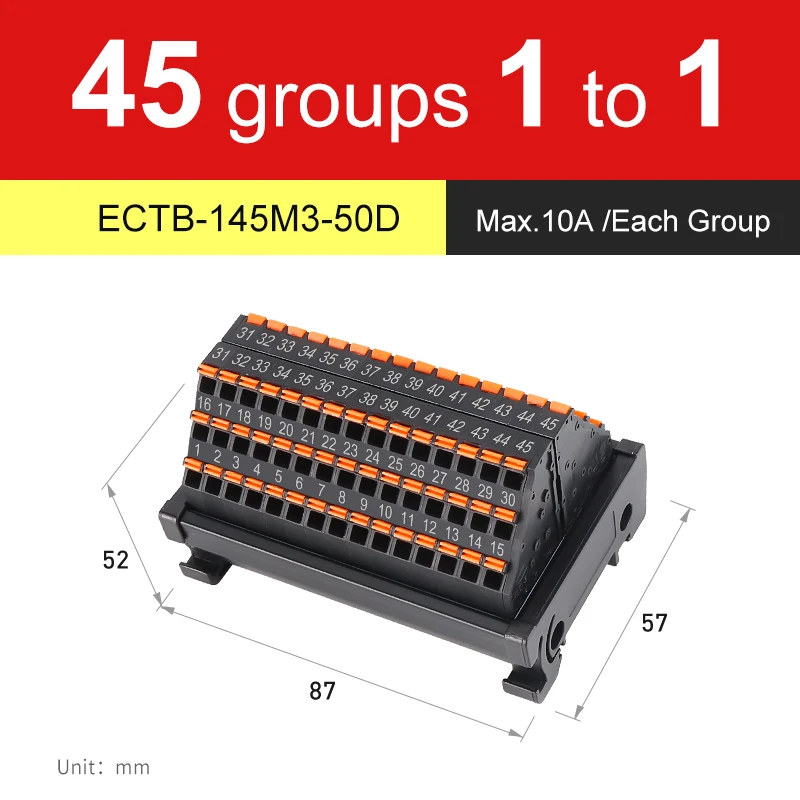

Клеммная колодка ENMG ECTB, 10 А, 24-точечная, 42-точечная, 48-точечная, 84-точечная распределительная коробка для крепления на направляющую ПЛК.