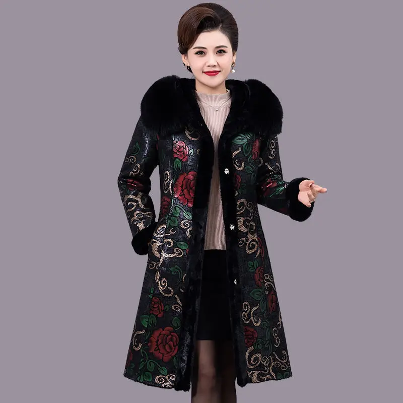 Winter Fur Coat Jacket Women New Middle-aged Female One Piece Of Fur Overcoat Mid-length Fashion Double-sided Fur Outwear