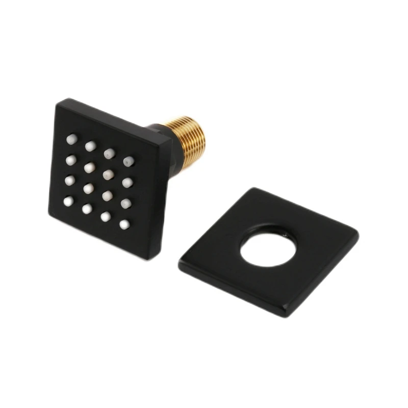 

3X Shower Spa Brass Square Massage Body Jets Spray Body Shower Head, Brushed Nickel Matte Black