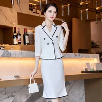 s 4xl high end elegant women suit skirt two piece 2022 new spring summer fashion double breasted ladies jacket high waist skirt
