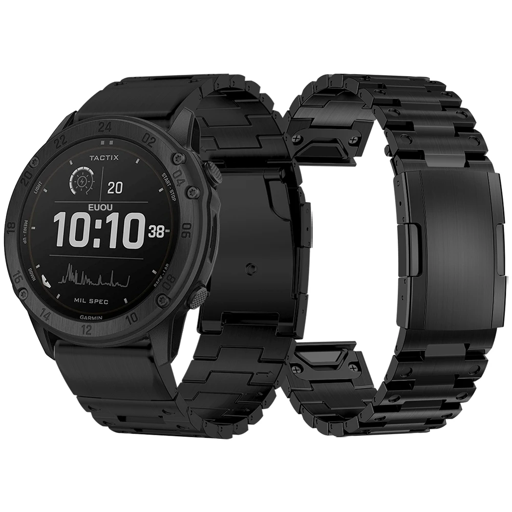 QuickFit 26 Metal Steel Strap For Garmin Tactix 7 Pro / Tactix Delta Solar Quick release Watch Band Bracelet Straps modification
