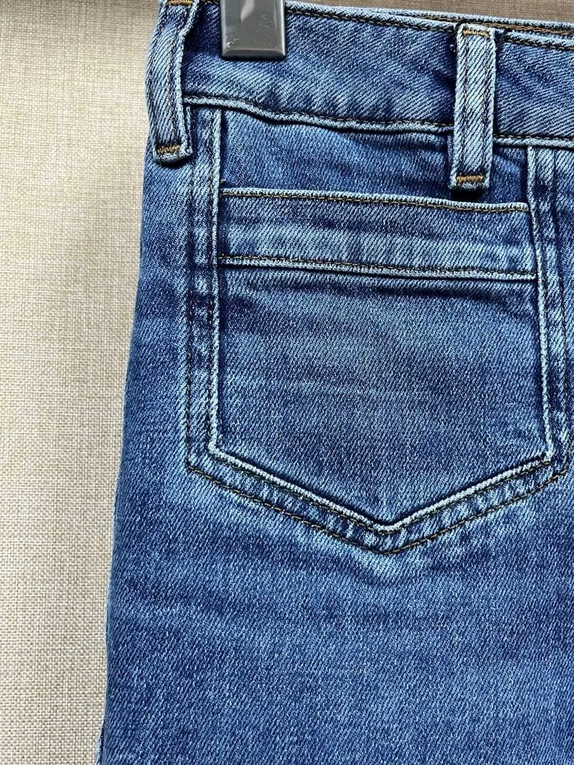 

Женские джинсы с высокой талией, Однотонные эластичные повседневные брюки-клеш из денима на молнии, весна-лето 2023