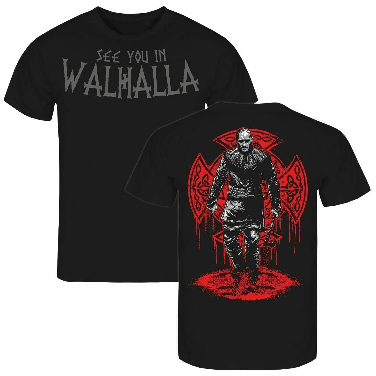 2-сторонние мужские повседневные футболки из 100% хлопка Walhalla Wikinger Heiden Odin Thor Rune