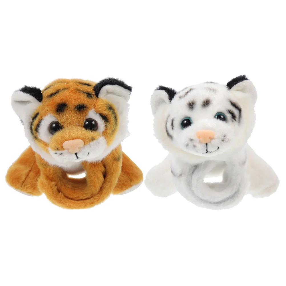 

2 Pcs Office Gift Slap Bracelet Funny Kids Bracelets Desk Cartoon Pattern Rings Flannel Child