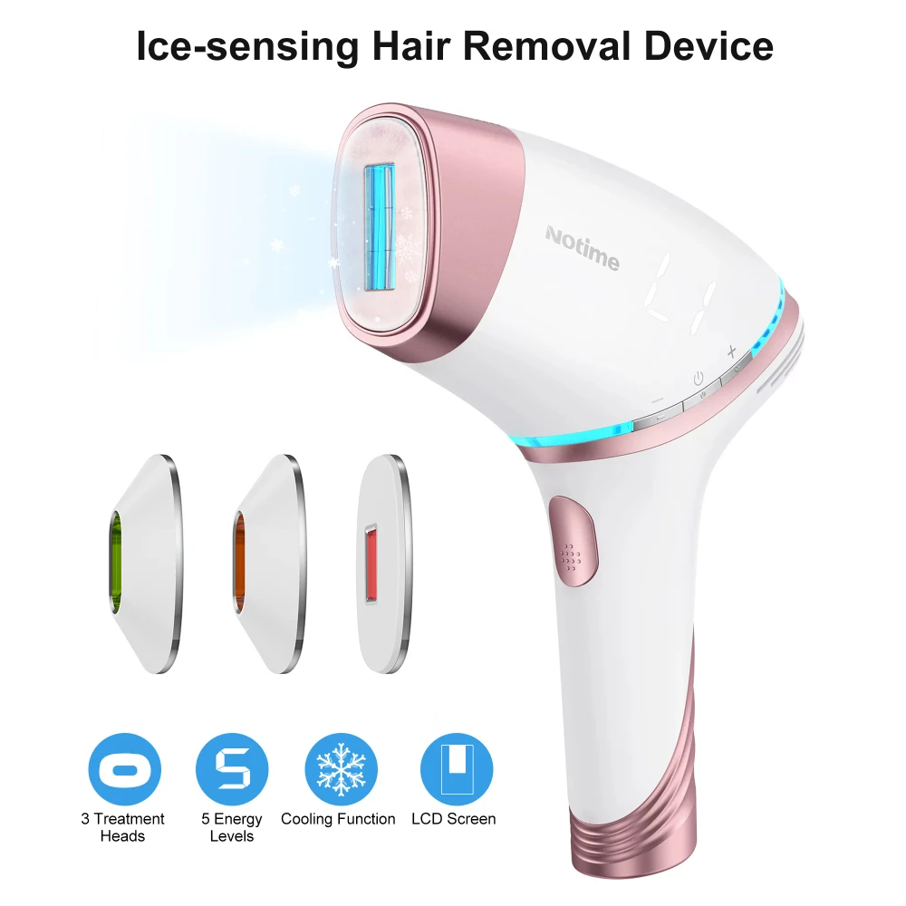 

IPL Laser Hair Removal Permanent Hair Remover with Cooling Function 5 Energy Levels 3 Replaceable Heads for Women and Men