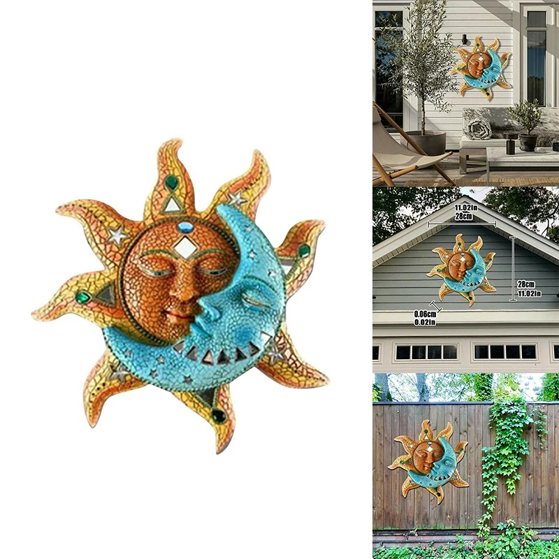 

Sun and Moon Art Decoration Metal Crafts Craetive Gifts Wall Hanging Ornament for Home Garden Courtyard