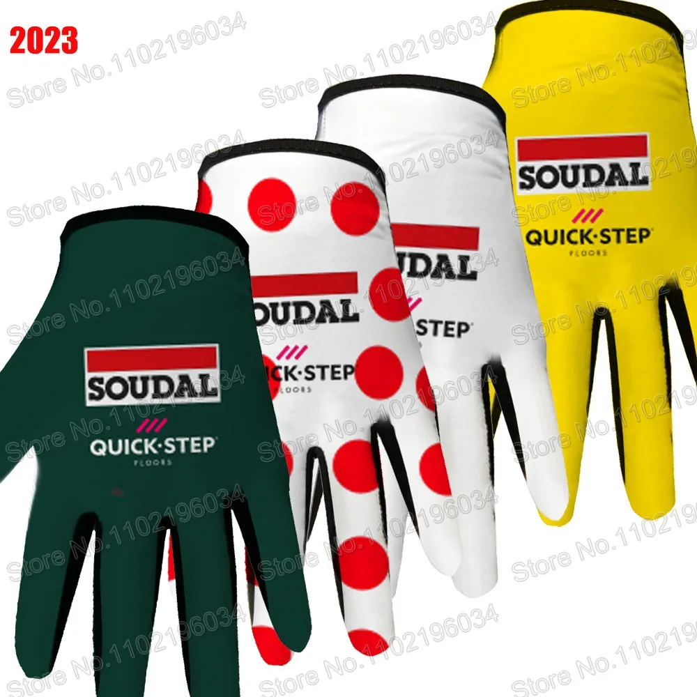 

France Tour Soudal Quick Step Cycling Gloves 2023 Blue purple Jerseys Gel Full Finger Glove MTB Gant Cyclisme Maillot