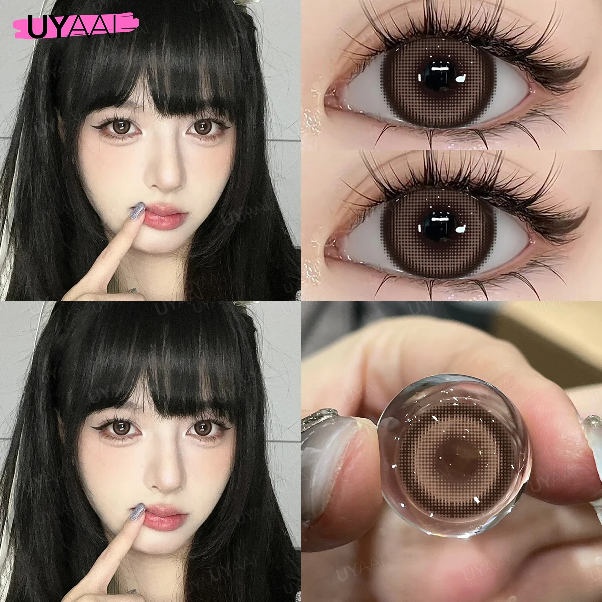 UYAAI 1 пара 0 ~ 350 ежегодные контакты по рецепту линзы цветные темных глаз степени