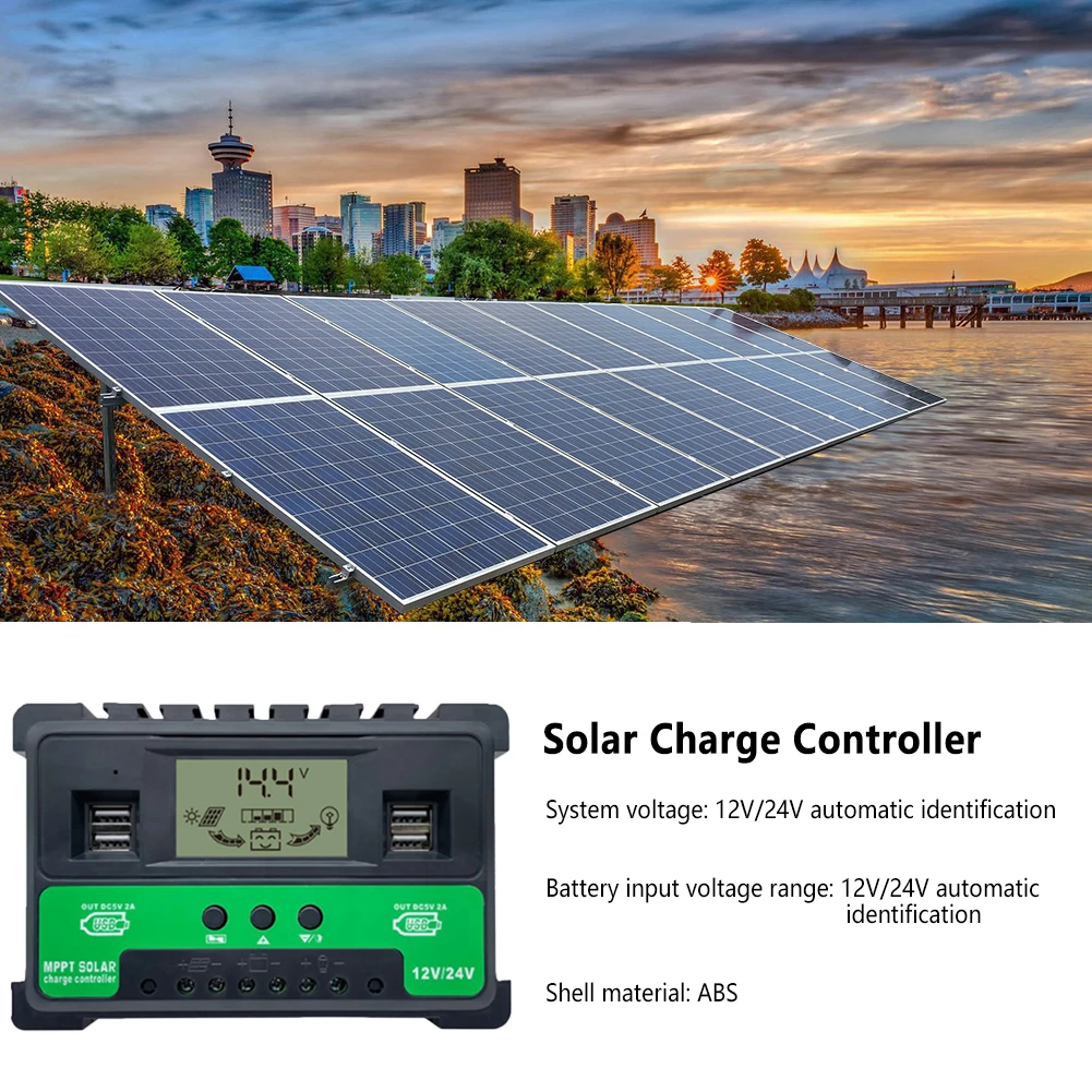 

12V/24V Solar Battery Panel Regulator with 4 USB 30A/40A/50A MPPT Automatic Solar Charger Controller Security Equipments