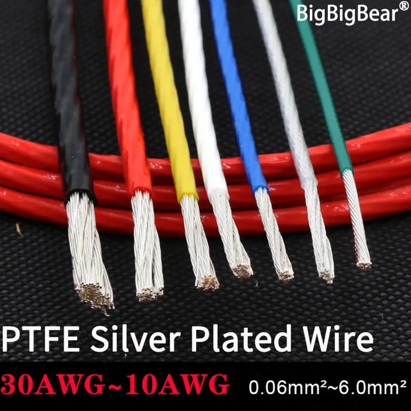 5M PTFE Silver Plated Wire 10/11/13/14/15/18/20/22/24/26/28/30 AWG High Purity OFC Copper Cable HiFi Audio Speaker Headphone DIY