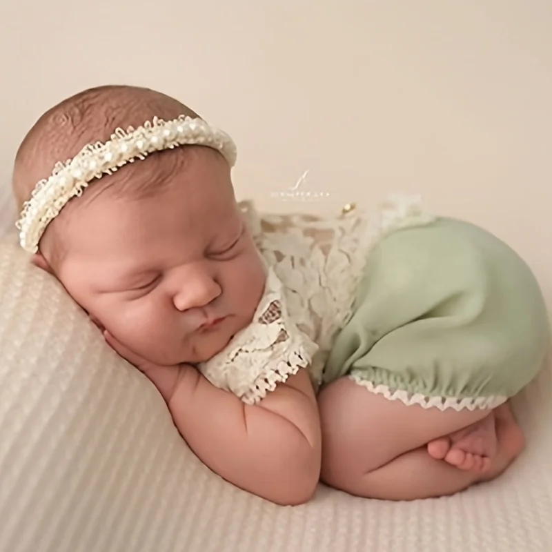 Newborn Photography Clothing Flower Headband+Romper 2Pcs/set Baby Photo Props Accessories Studio Infant Shoot Clothes Outfits