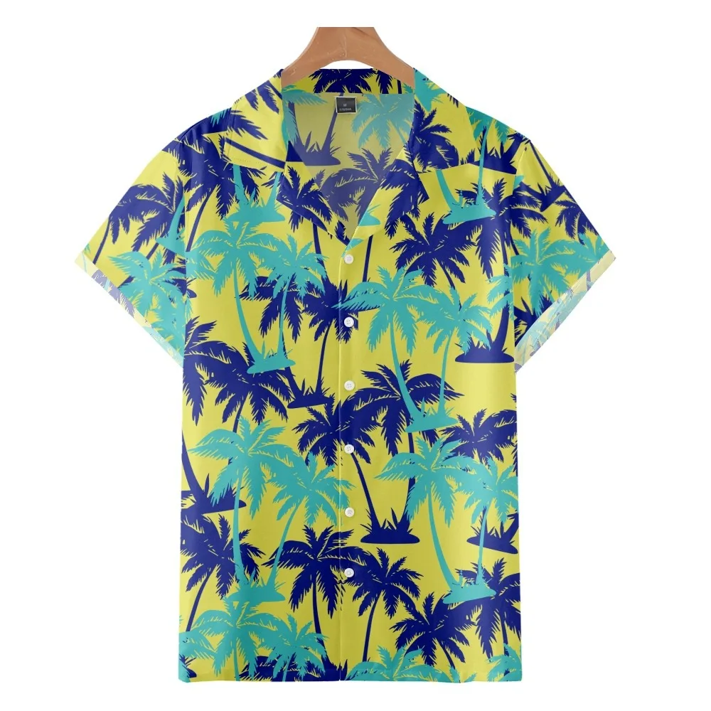 

Новинка 2022, гавайская Кокосовая елка 3D, свободная рубашка с коротким рукавом на Кубы, Мужская модная рубашка для путешествий и отдыха в япон...