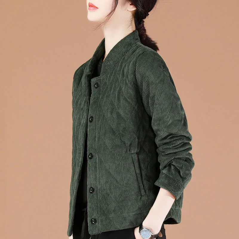 Corduroy Winter Coat Women Puffer Jacket Winter New Korean Style Long Ladies Over-the-knee Cotton Padded Jacket Keep Warm