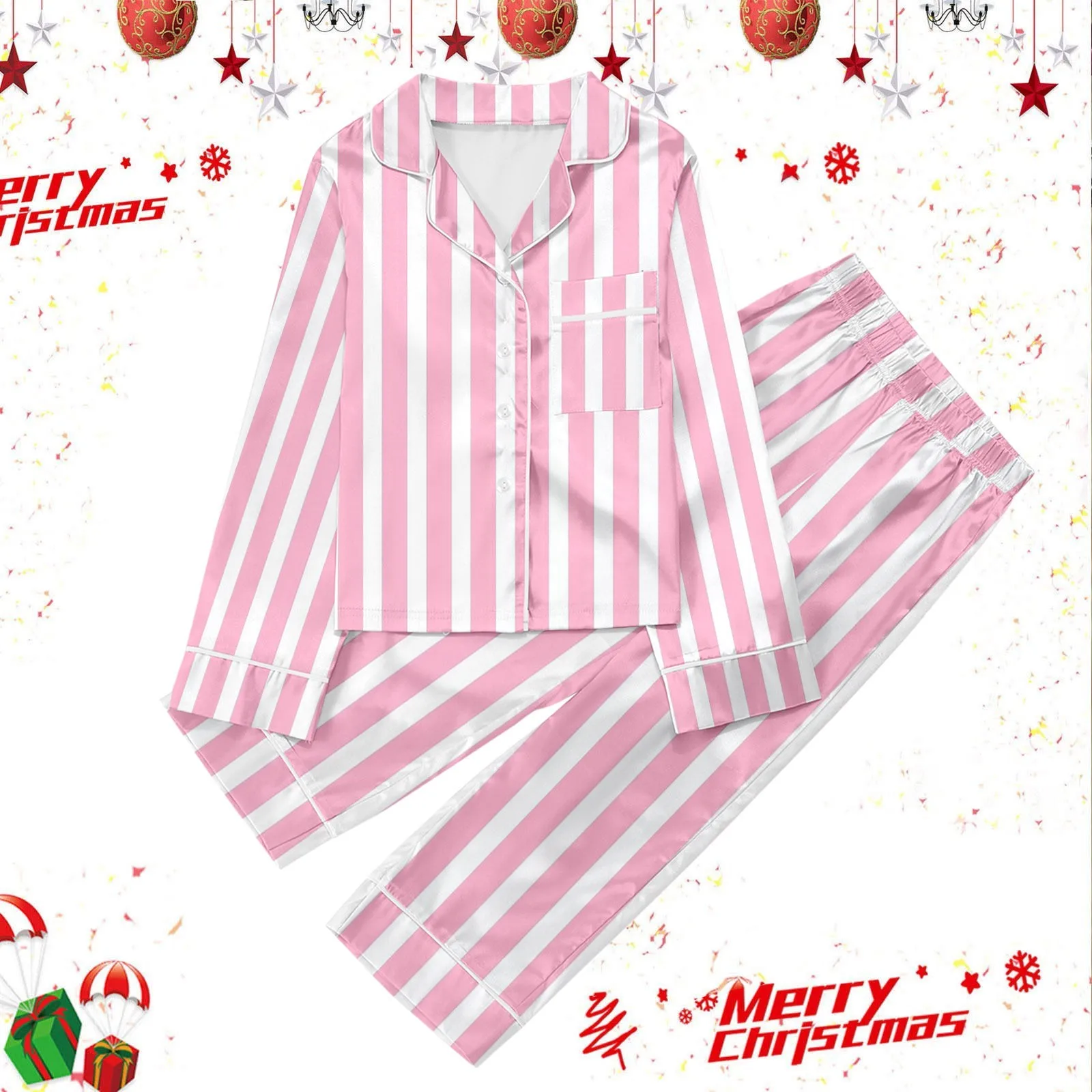 Детский рождественский атласный пижамный комплект для девочек топ с короткими