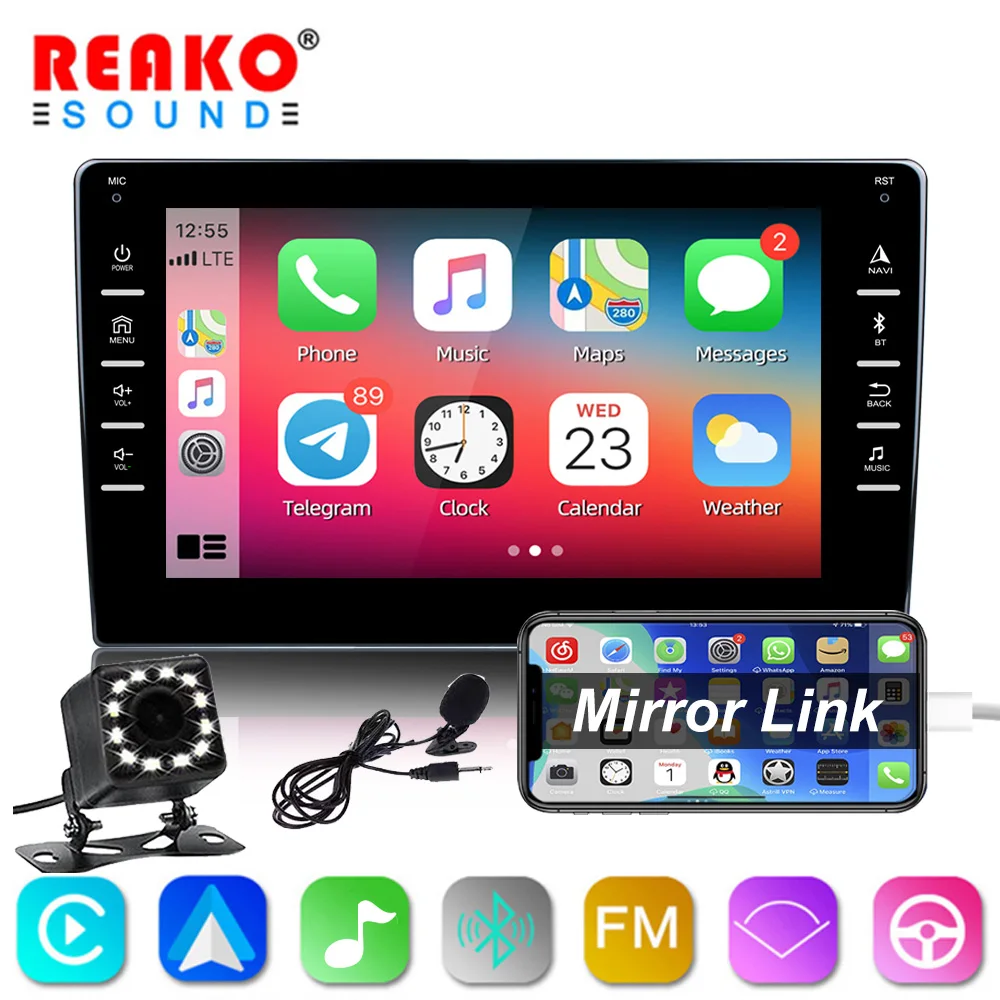 REAKO 2DIN Car FM Radio 8'' Touch Screen D-Play Universal Ca