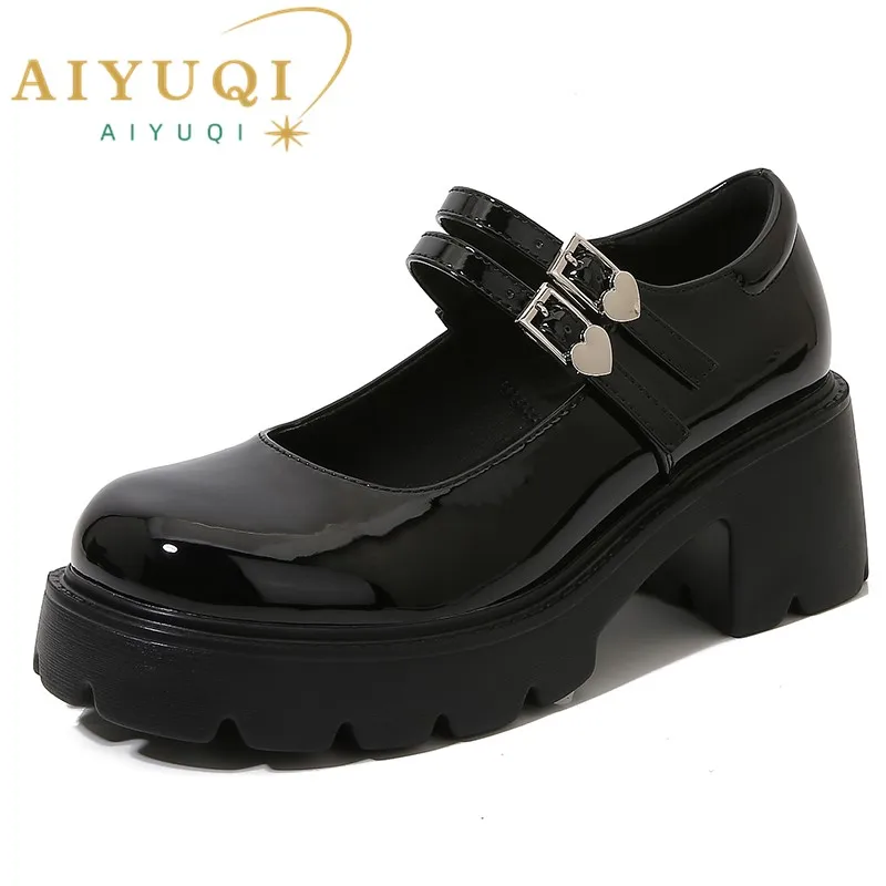 AIYUQI Mary Jane Shoes Women 2023 New Platform Patent Leather Women Loafers College Style Shallow Mouth Ladies Shoes