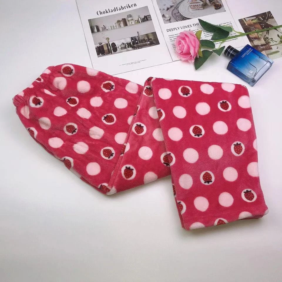 40-55kg Ladies Home-pant Flannel Velvet Women Warm Pants Girls Students Trousers Casual Cute Coral Fleece Winter Pajama Pants