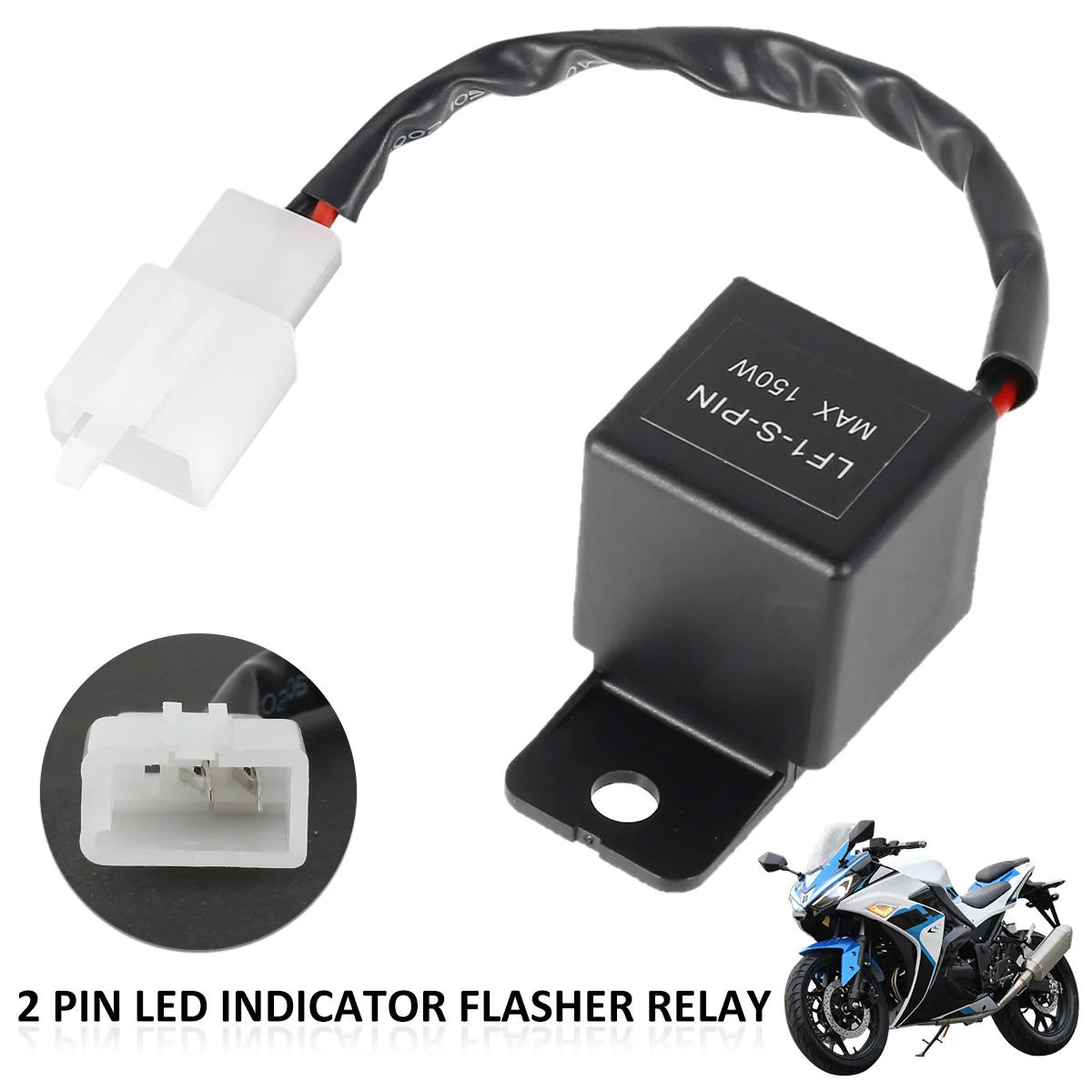 

New 12V Motorcycle LED Turn Indicator Light Relay 12A/150W 2 Pin Auto Flasher Relay with Harness Wired Motorbike Relay Heavy Dut