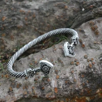 norse thor hammer thunder torque viking bracelet men cuffs bangles for women vikings accessories