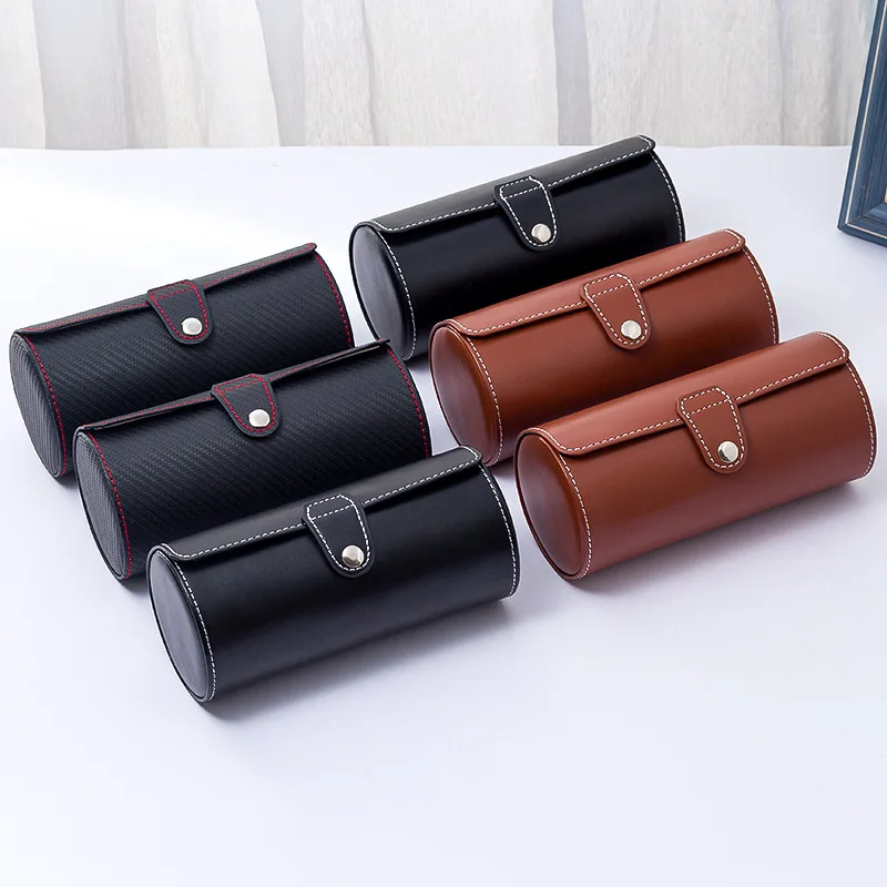 Черный/коричневый 3 слота рулон часов для путешествий Чехол портативный кожаный